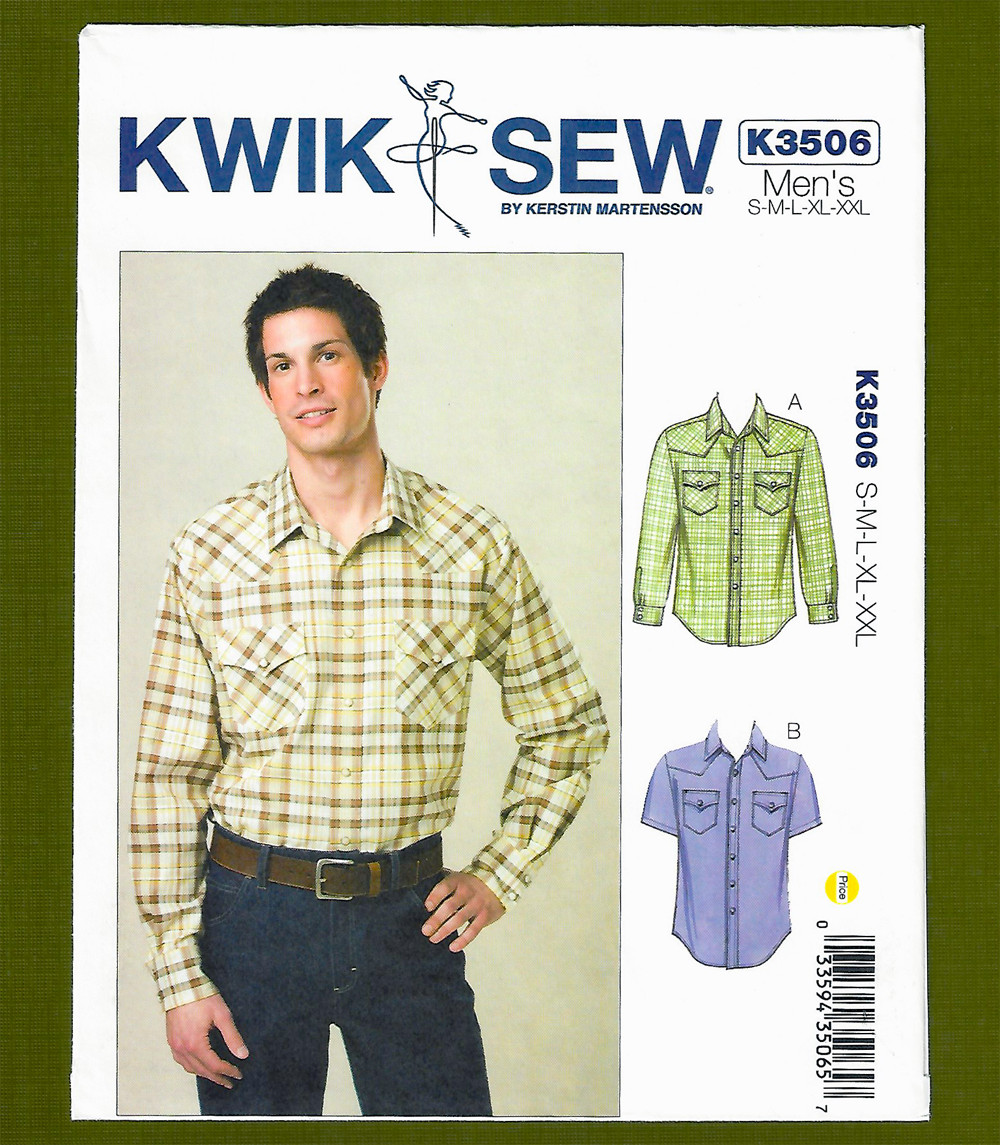 Men's Western Shirts Sewing Pattern~Long or Short Sleeves (S-XXL) Kwik Sew 3506