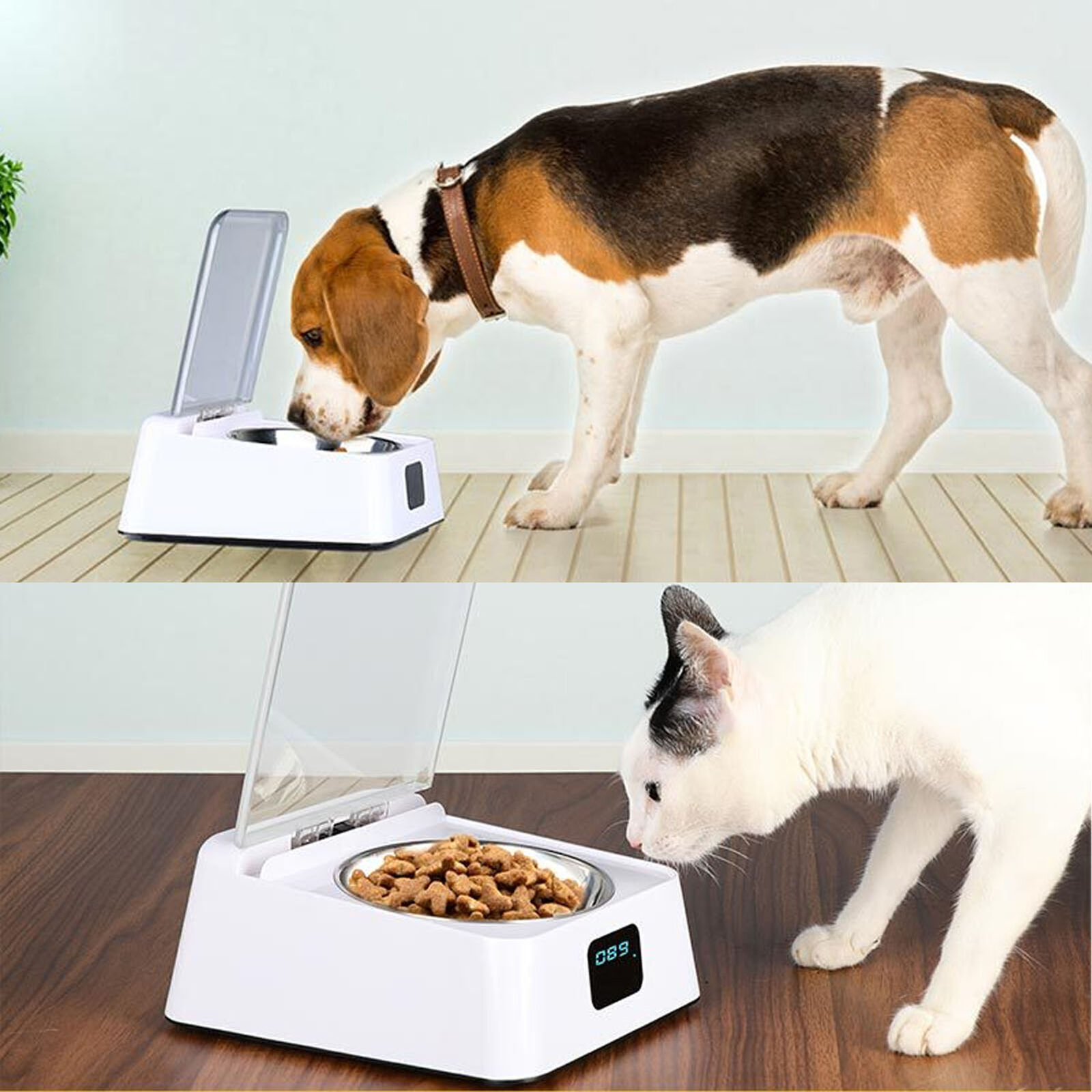 Pet Smart Feeder Induction Lid Opening Rechargeable Dog Cat Feeding Bowl
