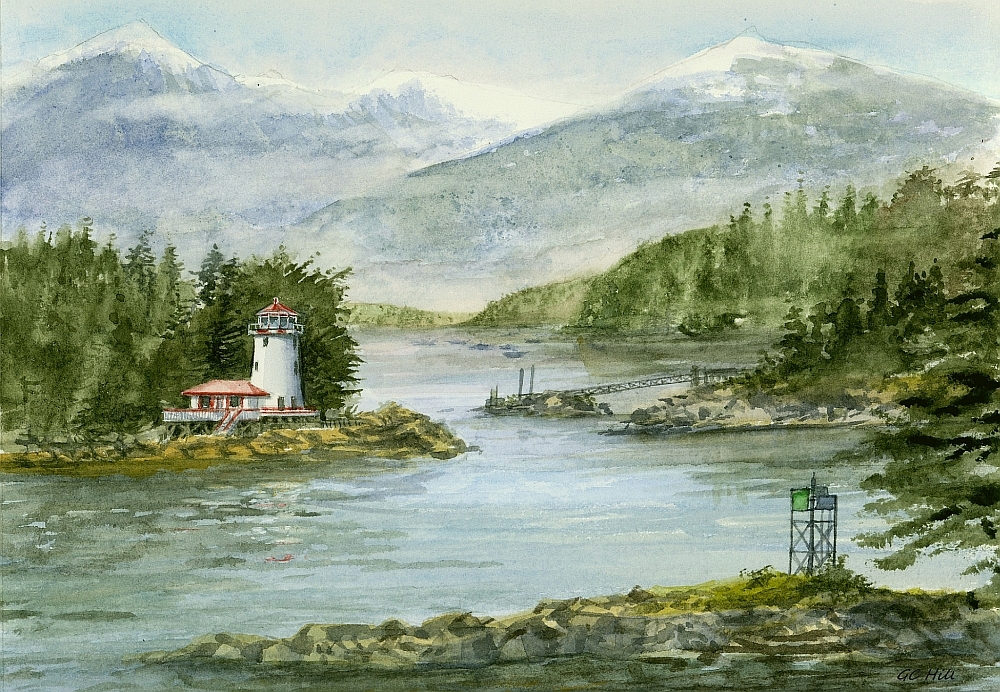 Rockwell Lighthouse B&B, Sitka, Alaska. Inside Passage. Watercolor Notecards