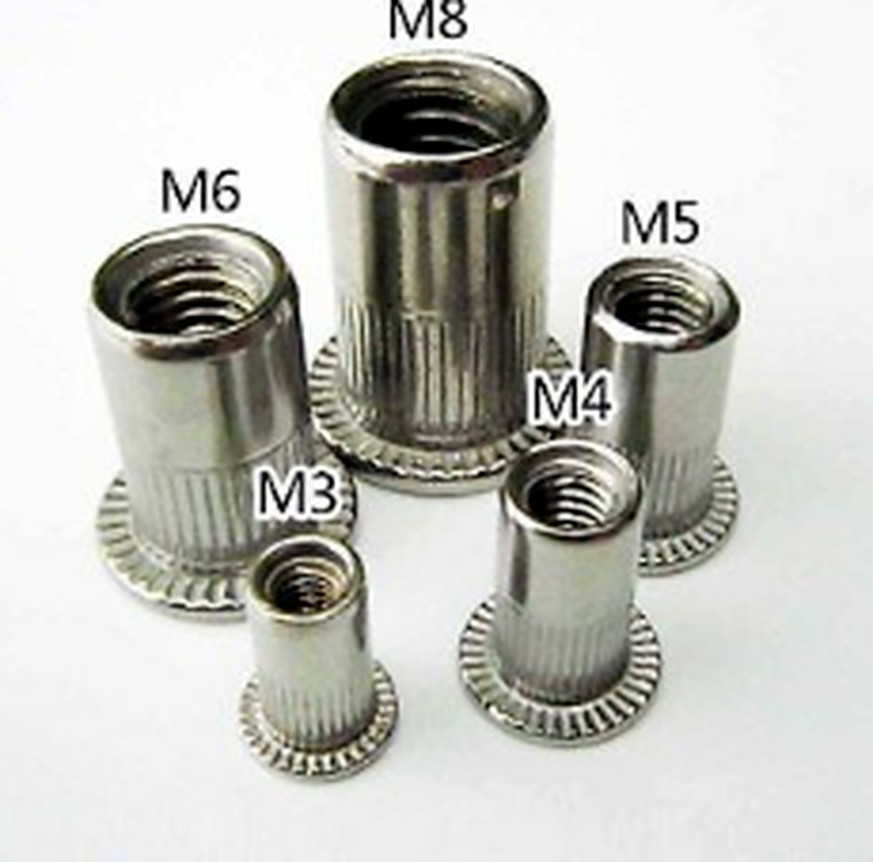 100PC Flat Head Metric Threaded Blind Rivet Nut Insert Rivnut Nutsert Screw