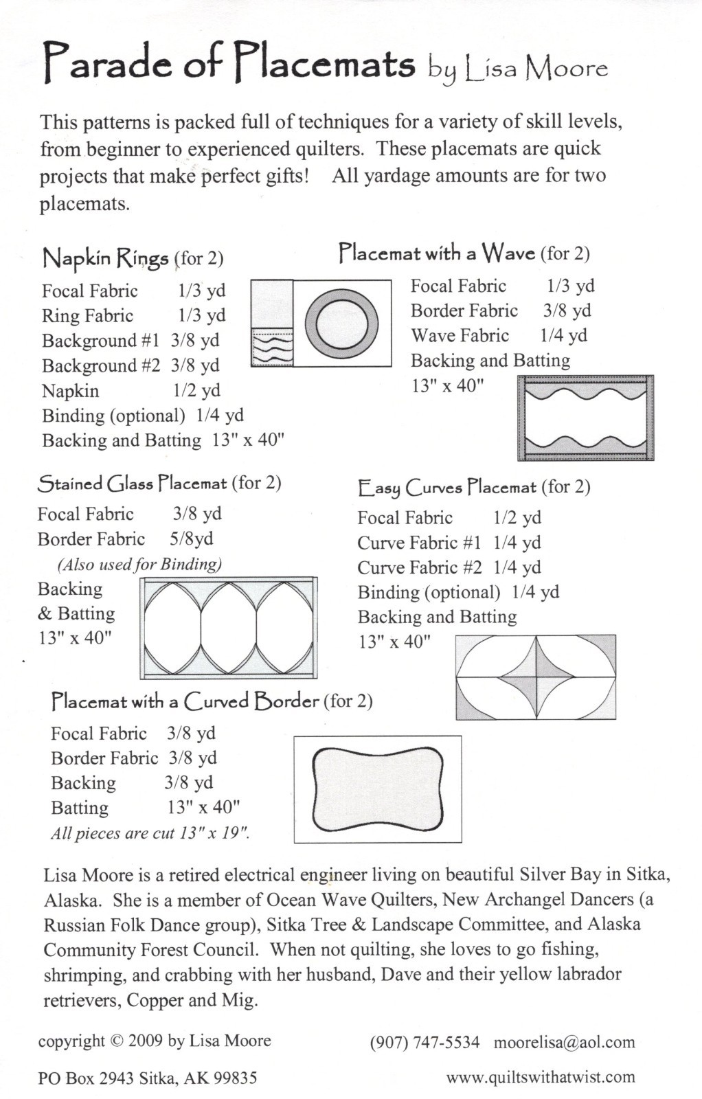 A PARADE OF PLACEMATS Sewing Quilt Pattern Packet 5 Patterns w Clever Techniques