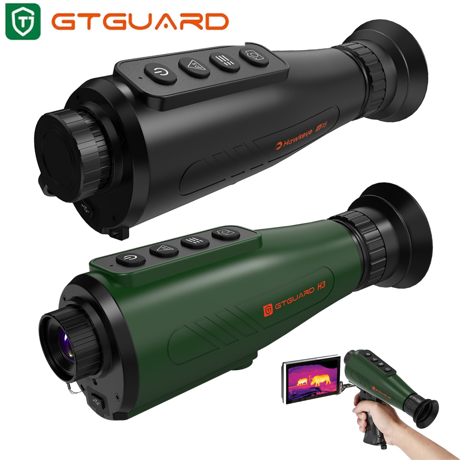GTGUARD Thermal Monocular Ai 384x288 50Hz Night Vision Scope 15mm 8x Zoom Record