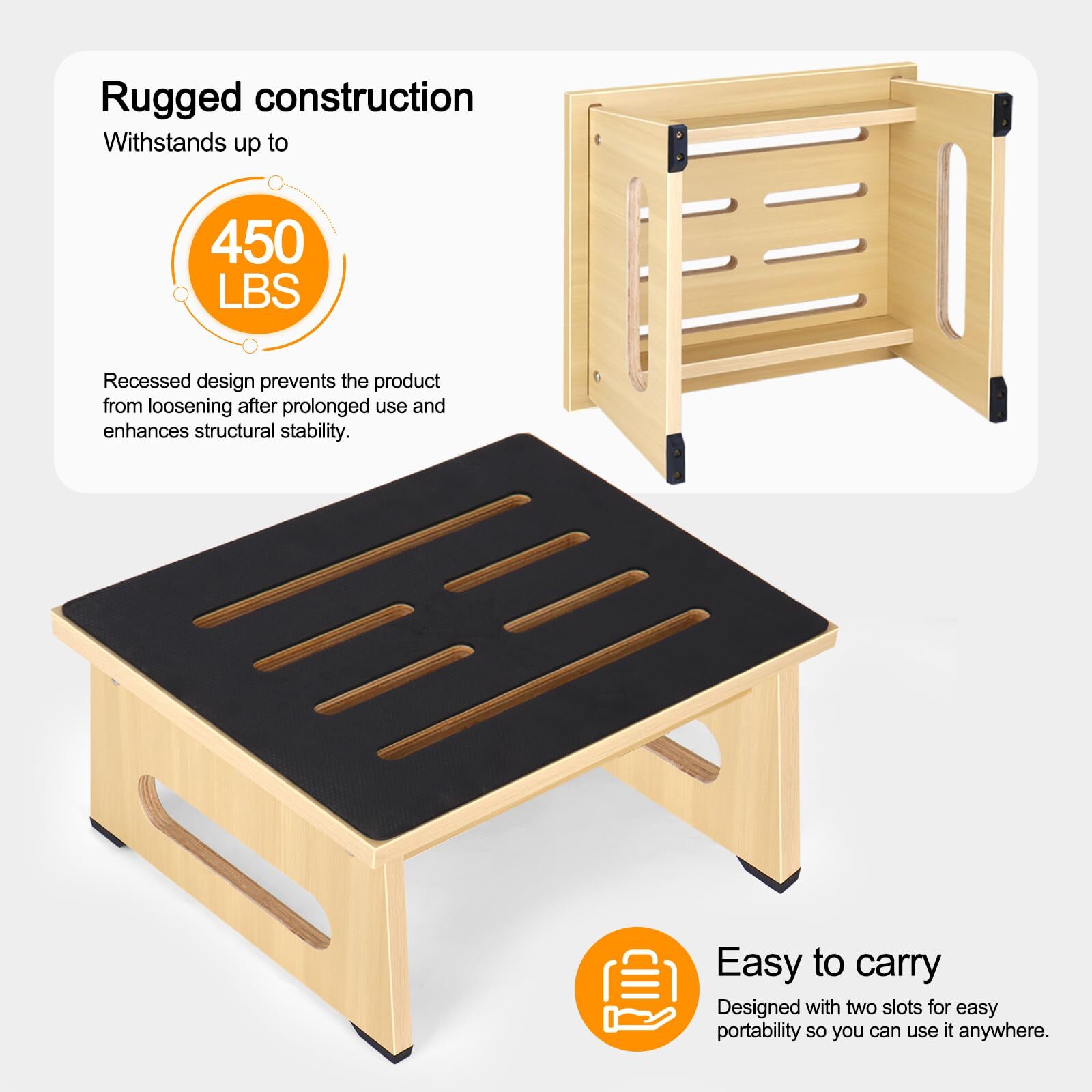 One Step Stool for Adults Kids with Non-Slip Rubber Stepping Feet Heavy Duty ...