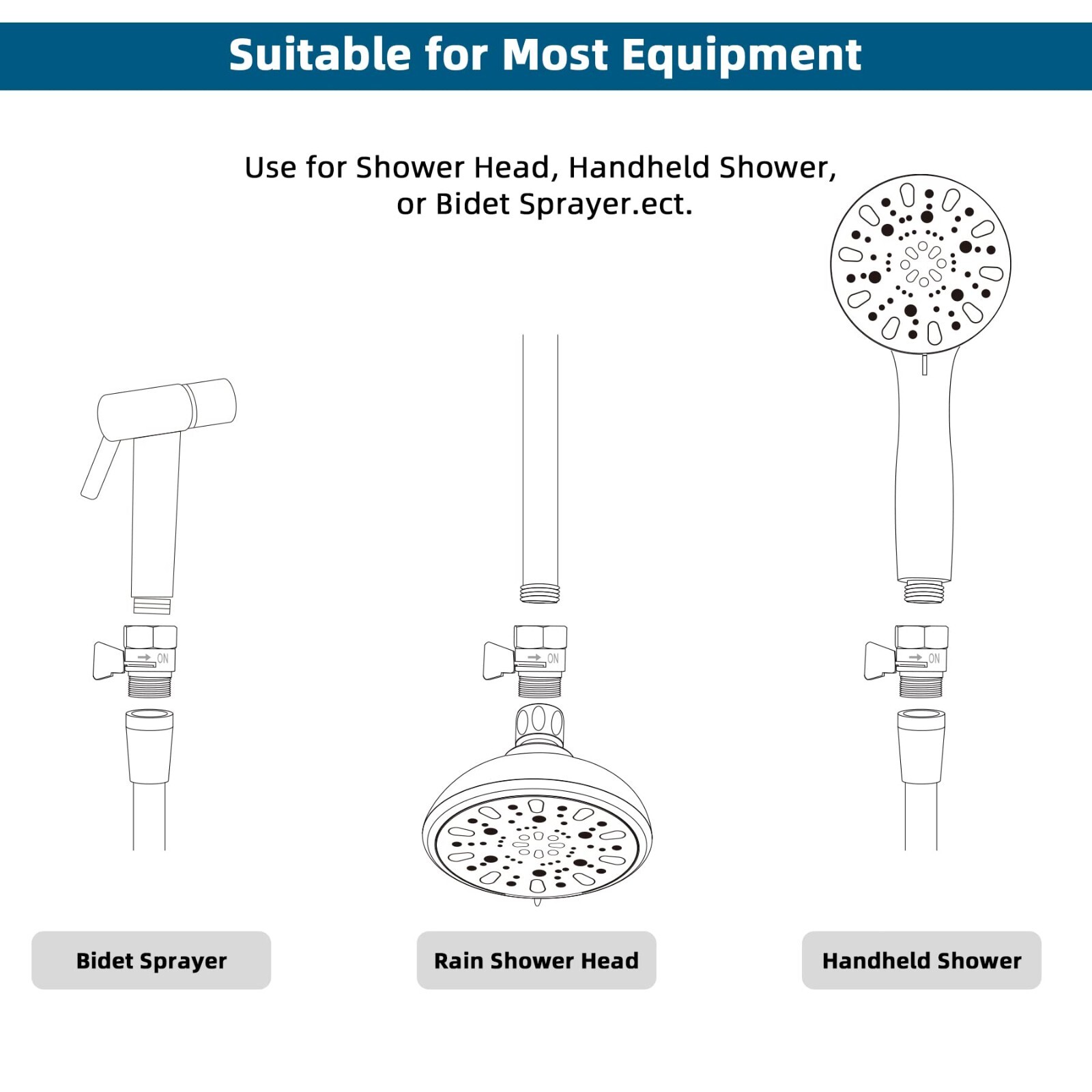 All Metal Shower Head Flow Control Valve G1/2 Brass Shut-off Valve with Handle