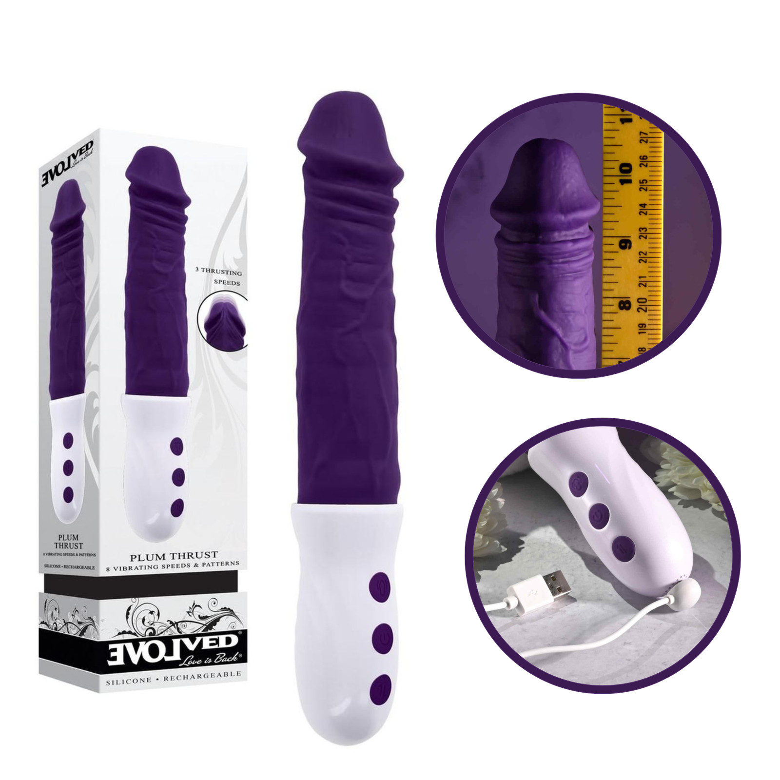 Rechargeable Vibrating Thrusting Dildo With Handle Dual Motor Adult Vibrator
