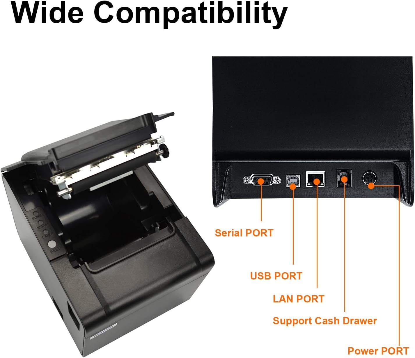 POS Printer, 80Mm USB Thermal Receipt Printer, Restaurant Kitchen Printe