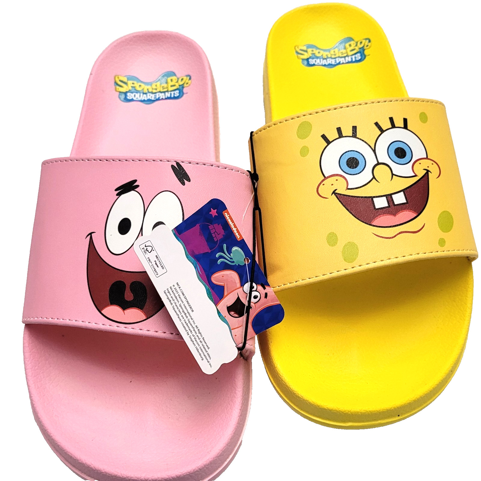 Spongebob Squarepants  & Patrick Star Slip On Slides Sandals Flip Flops Men 12