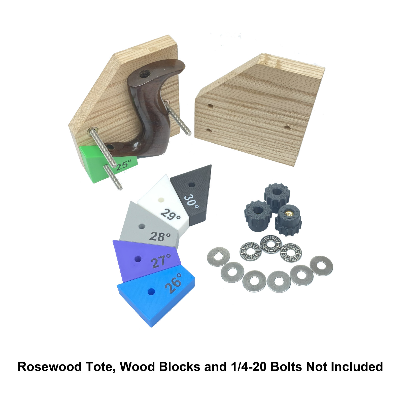 Stanley Plane Tote Drilling Jig Angle Blocks with Knobs and Thrust Bearings