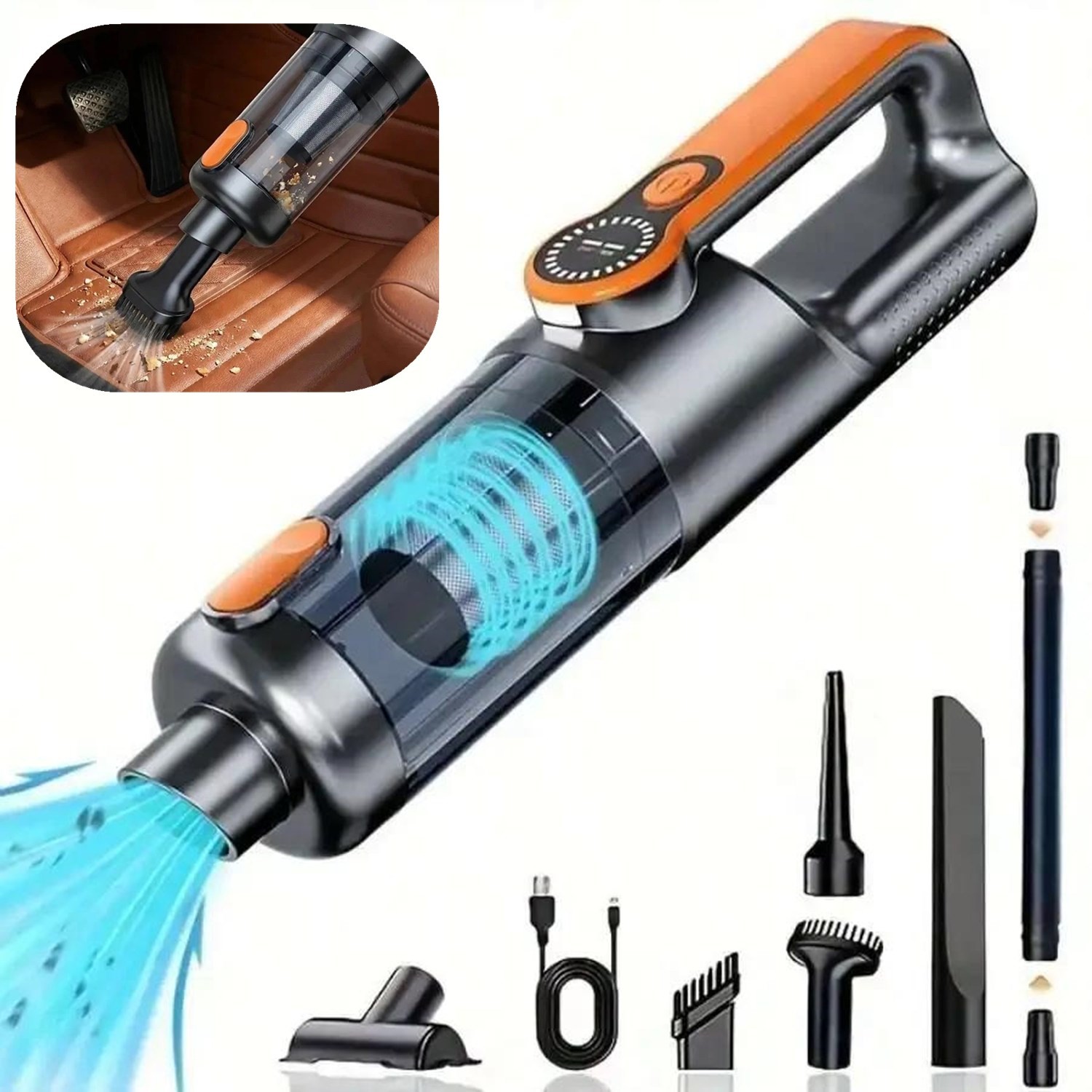 Cordless Handheld Car Vacuum Strong 17000Pa 2 In 1 Vacuum Air Pump Rechargeable