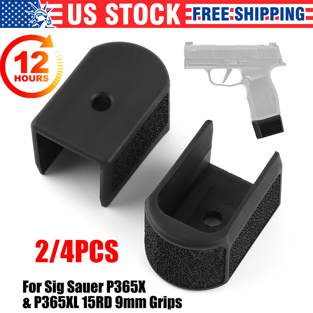 2/4PCS Extension Plate for Sig Sauer P365X &P365XL 15RD 9mm Grips Base Extender