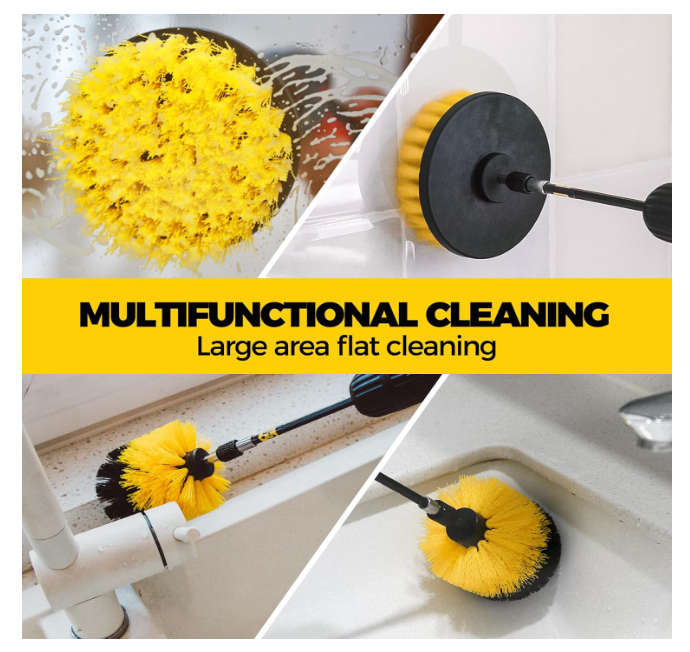 6Pack Drill Brush ，Extended Long Attachment Set All Purpose for Crevice Cleaning