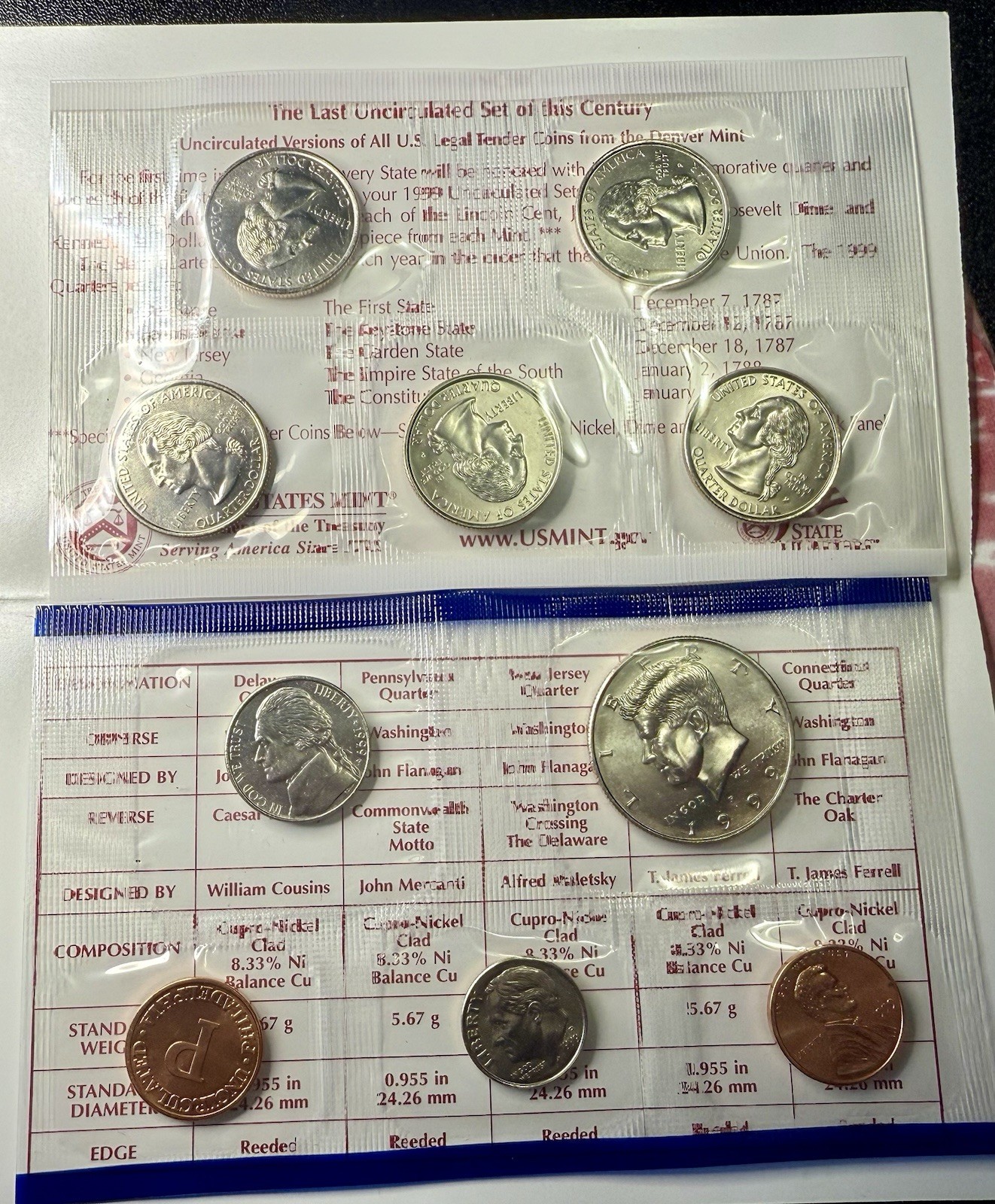 1999 U.S. Mint Uncirculated Set – Philly Mint with State Quarters