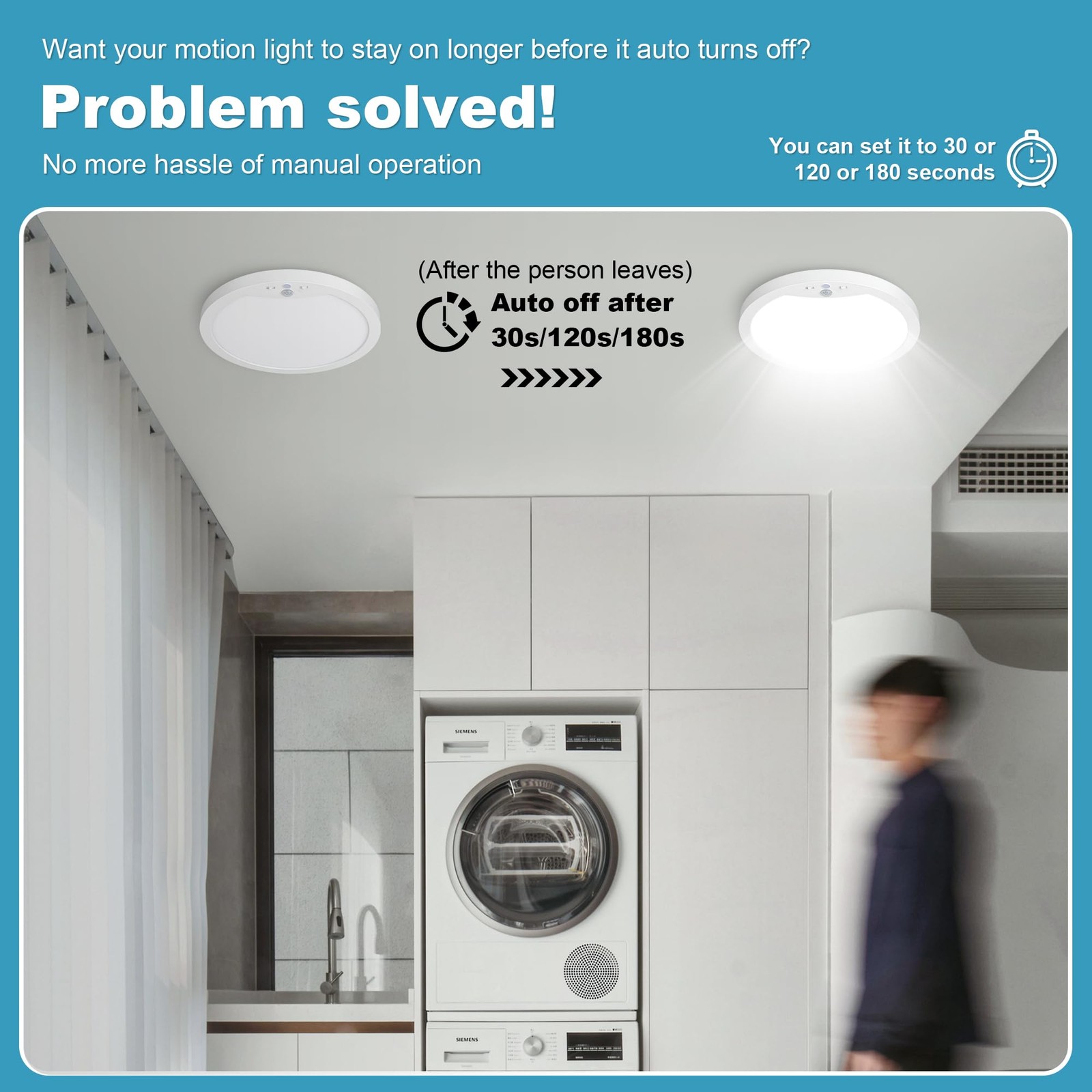Hard-Wired Motion Sensor Ceiling Lights, 9in 20W Flush Mount 2 Packs, White
