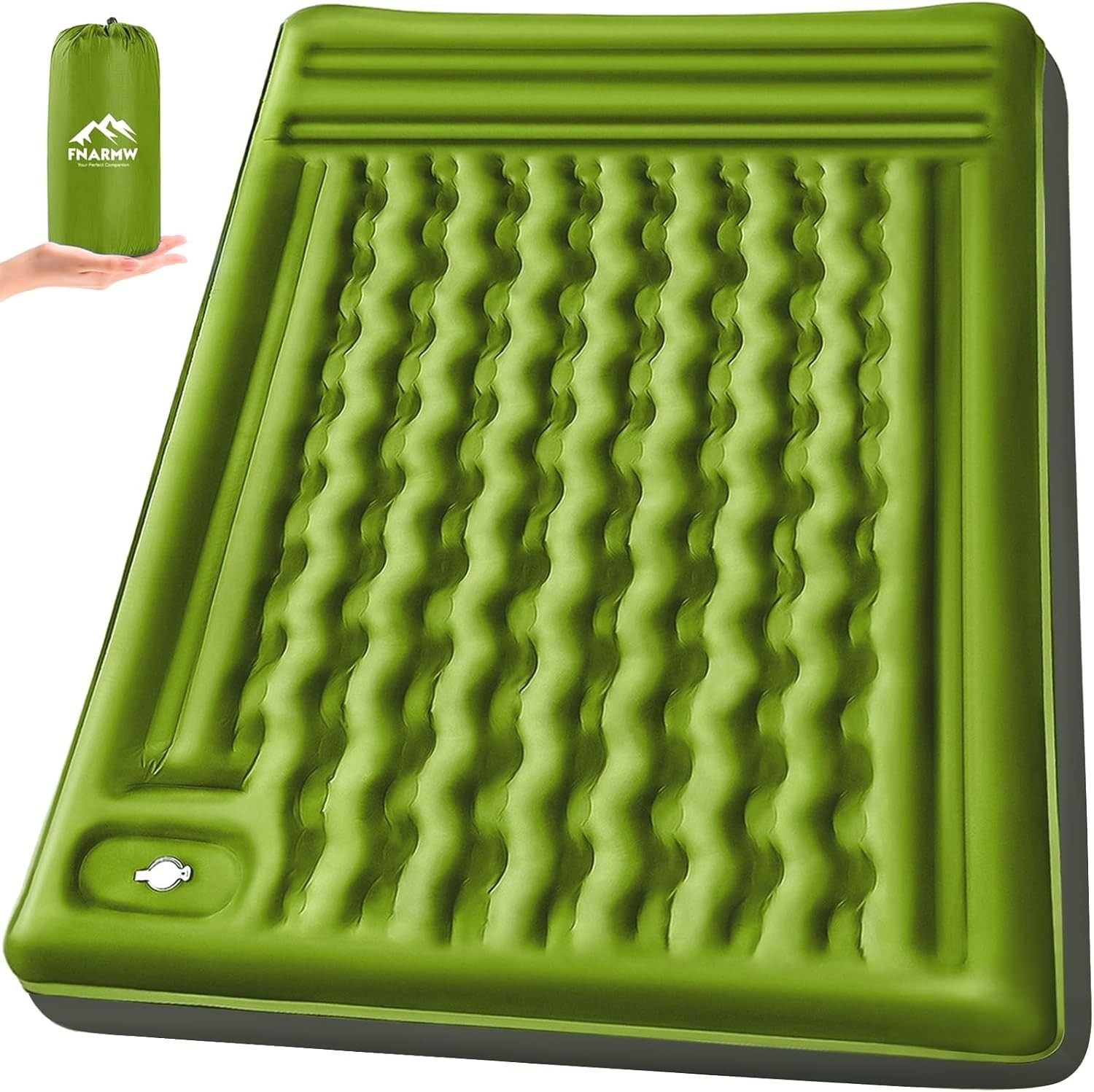 Extra-Thick 6'' Double Camping Sleeping Pad with Built-in Foot Pump Waterproo...