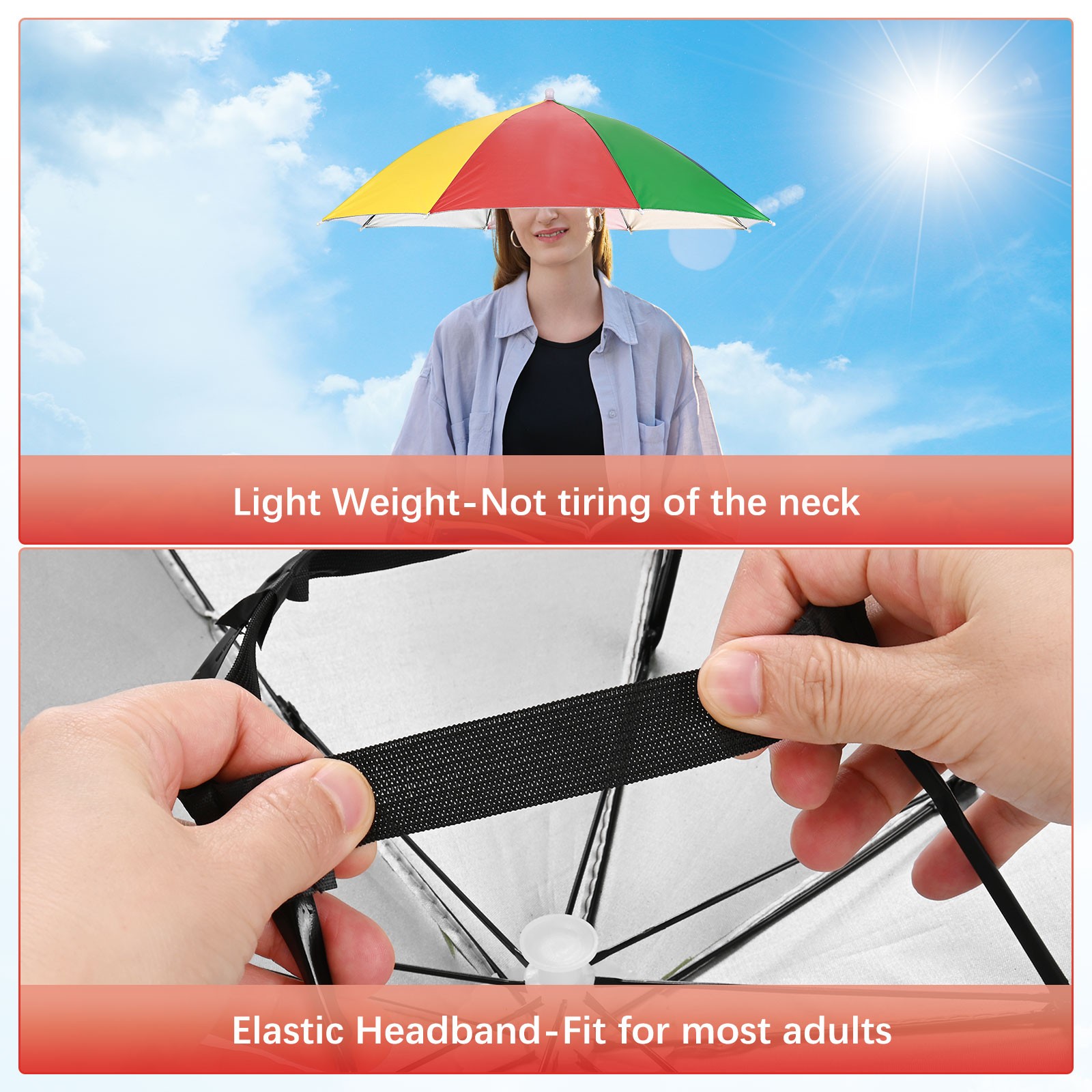 1 Pc 26\" Outdoor Handless Umbrella Hat [Watermelon]