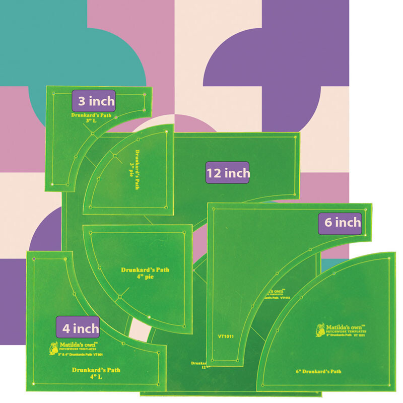 Drunkard's Path Template Sets Matilda's own. TRACKED. Sizes 3" to 12" Drunkards