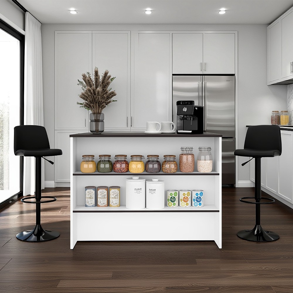Central Kitchen Island with Modern Design Ample Storage Space Rolling Cart