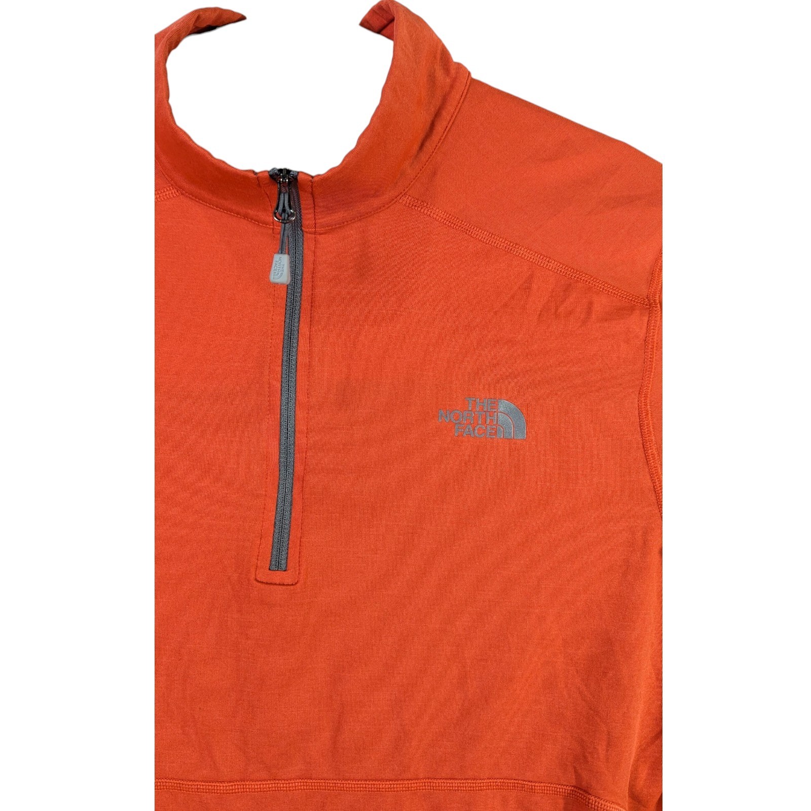 The North Face 1/4 Zip Shirt Mens Medium Orange Gray Activewear Hiking