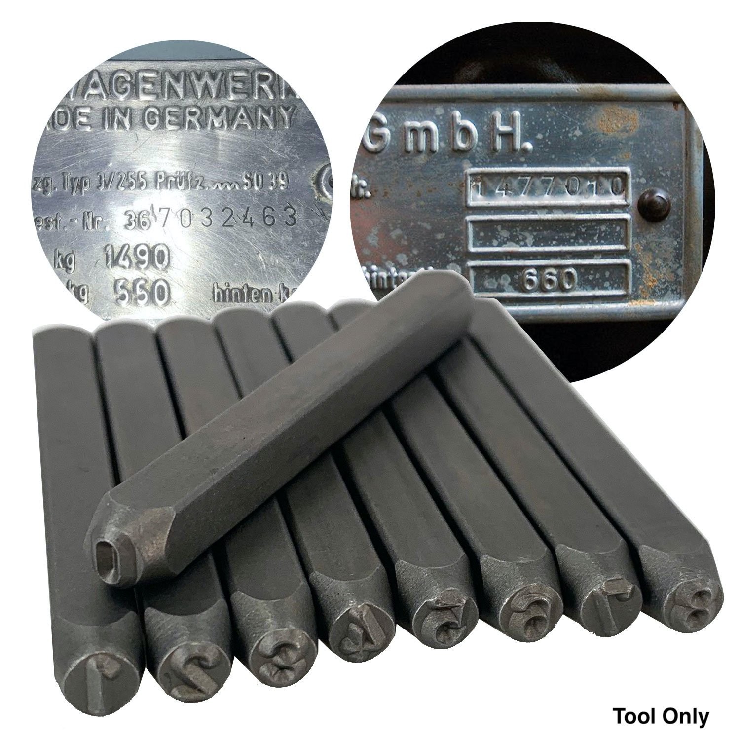 Volkswagen Data Plate Die Punch Set for VW Vin ID Data Tags bus beetle ghia kdf