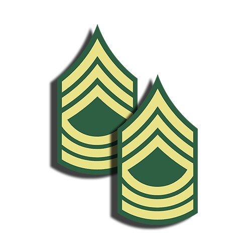 ARMY Rank Master Sergeant Sticker - Military Dye Cut Decal - 2 Pack -  5" tall