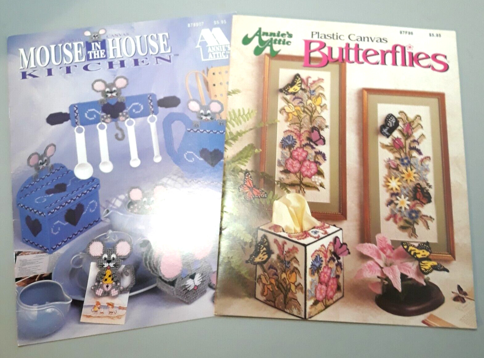 2 VTG Butterflies & Mouse in the House Plastic Canvas Patterns Annie's Attic