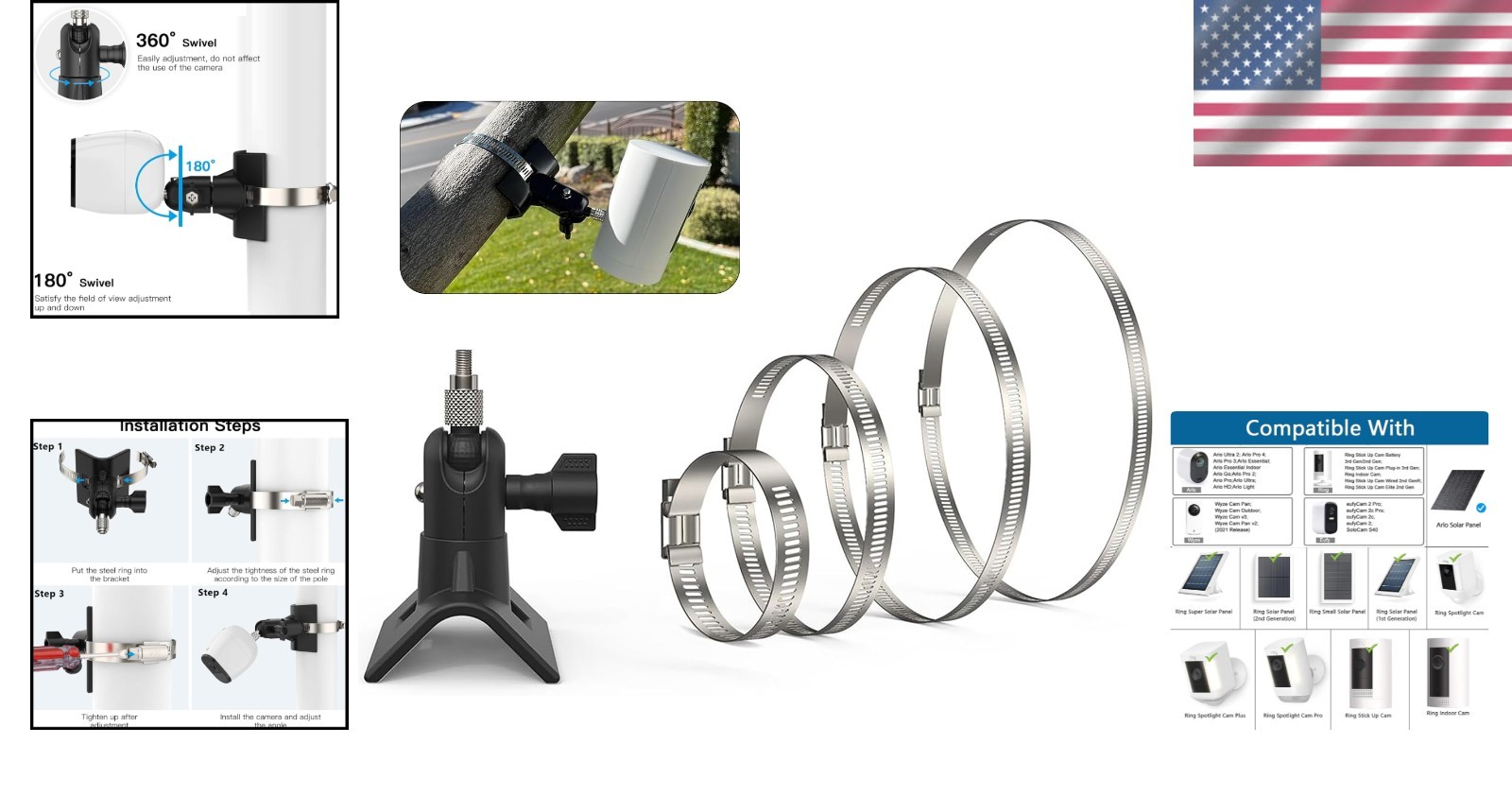Compact & Versatile Pole Mount for Outdoor Security Cameras - Easy Installation