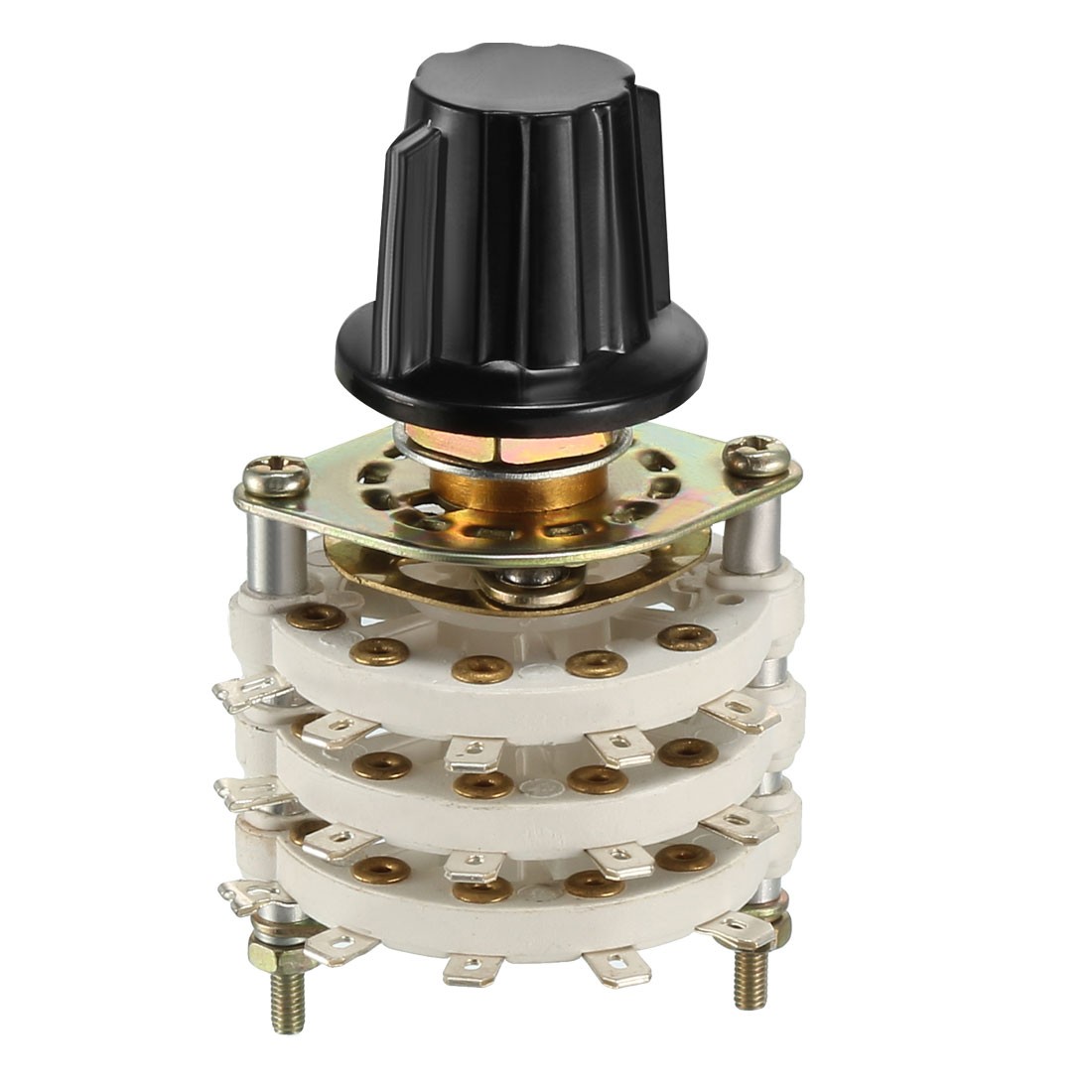 3P4T 3 Pole 4 Position 3 Deck Band Channel Rotary Switch Selector with Knob