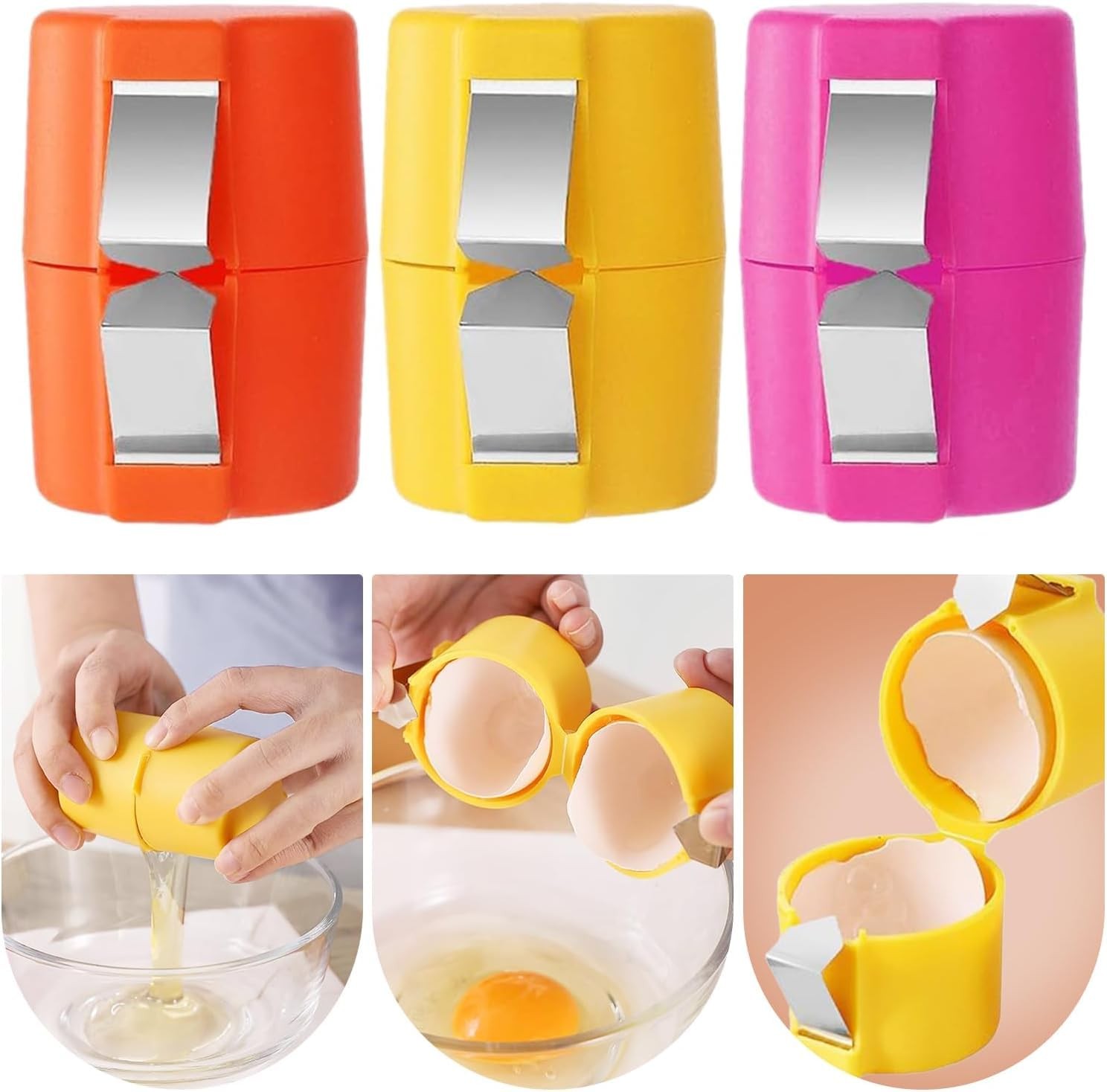 3Pcs Egg Shell Cracker Breaker Opener Peeler Remover Standard, Multicolor