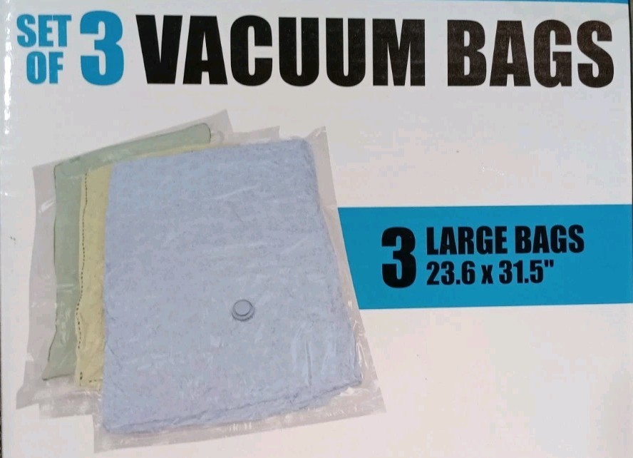 Set Of 3 Large Vacuum Bags 23.6x31.5 For Storage, FABERWARE