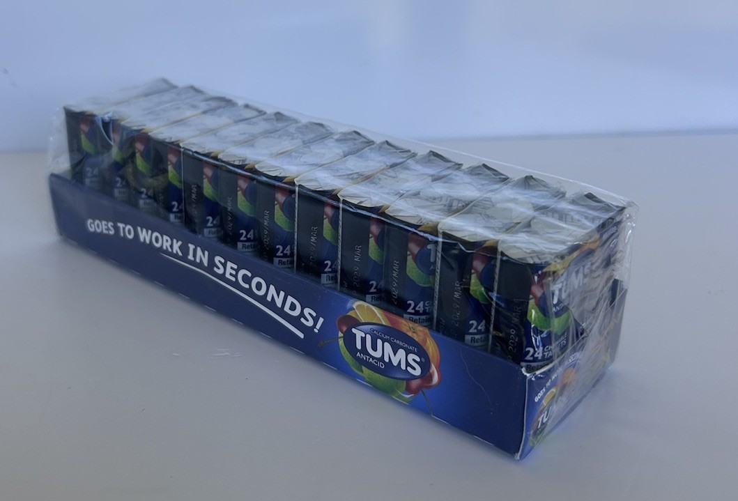 TUMS Extra Strength 750mg Assorted Fruit Antacid Chewable 12 pks of 24- 03/29