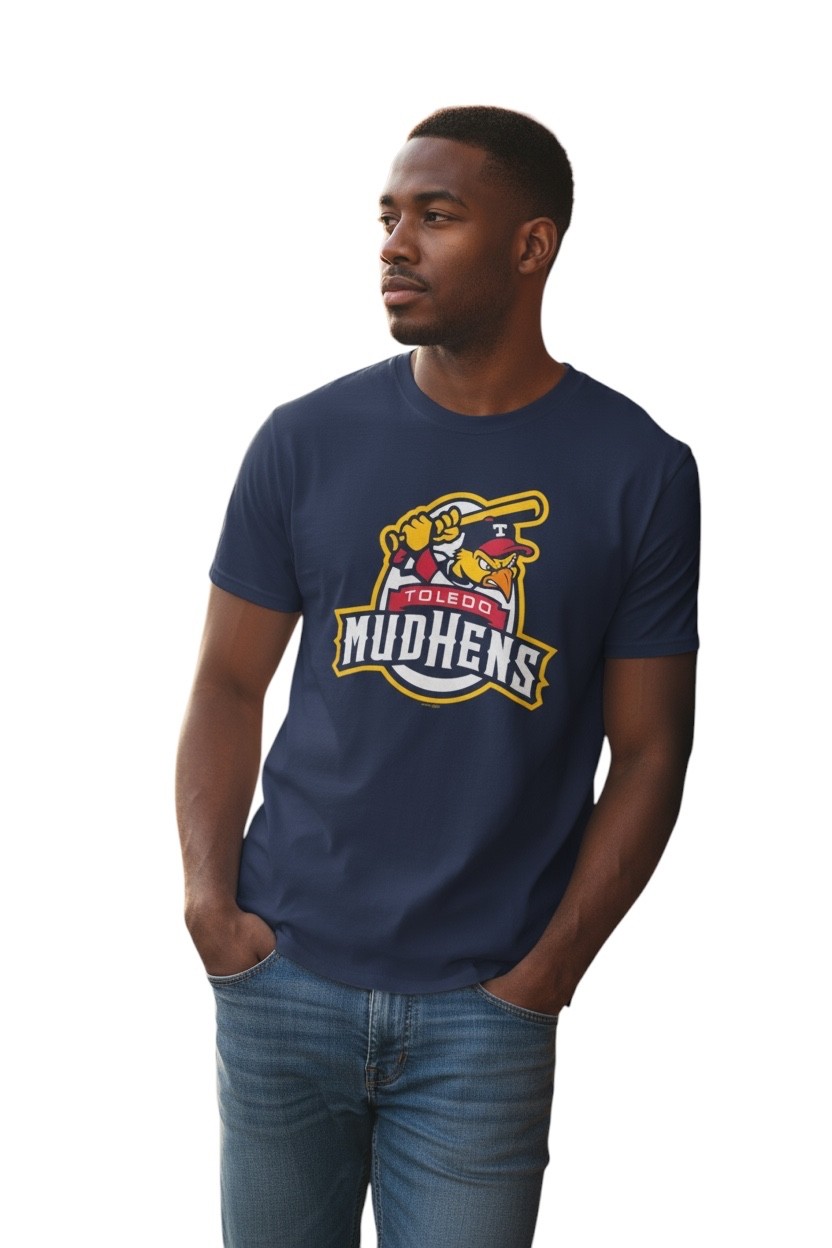 Toledo Mud Hens Baseball Tee Shirt, Ultra Cotton, Blue, Large