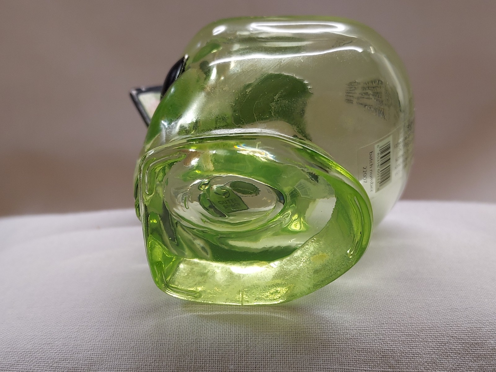 Outer Space Vodka Alien Head Bottle EMPTY 50ml Green Glass w/Tag 3.5"