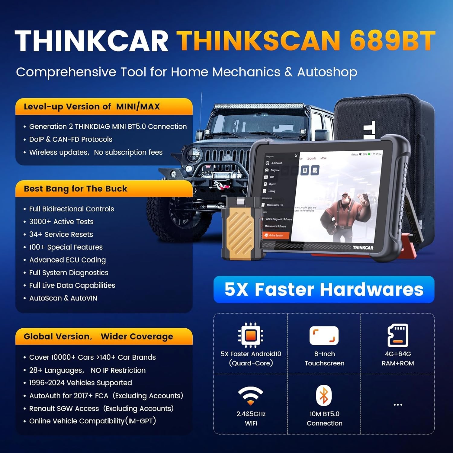 Thinkscan 689BT +TKEY101 iPRO Key Fob Coding TPMS Programmer Kit OBD2 Diagnostic