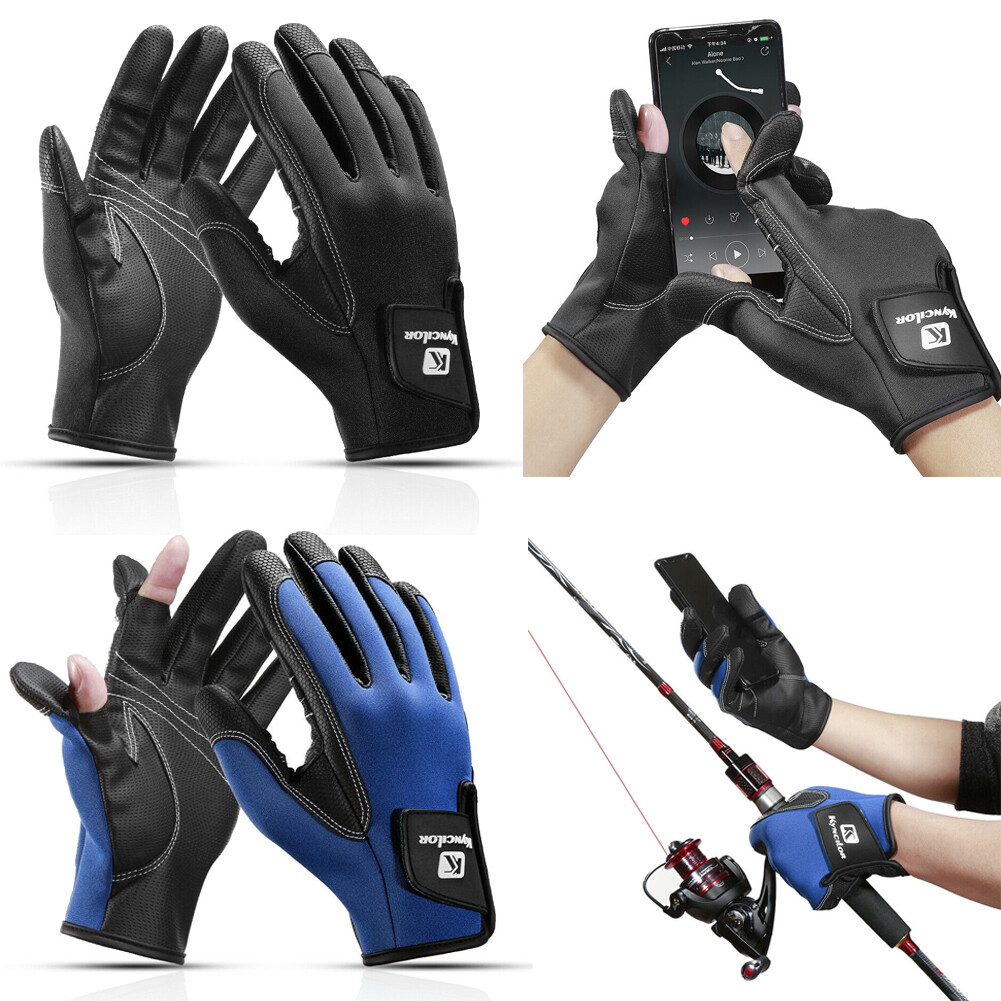 2 Seam Gloves Fishing Gloves Neoprene Fleece Waterproof Warm Full Finger Gloves