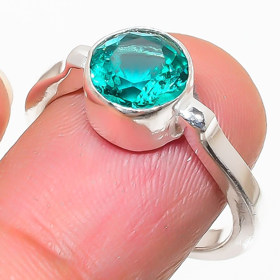 Paraiba Tourmaline Gemstone Handmade 925 Sterling Silver All Size Ring For Gift