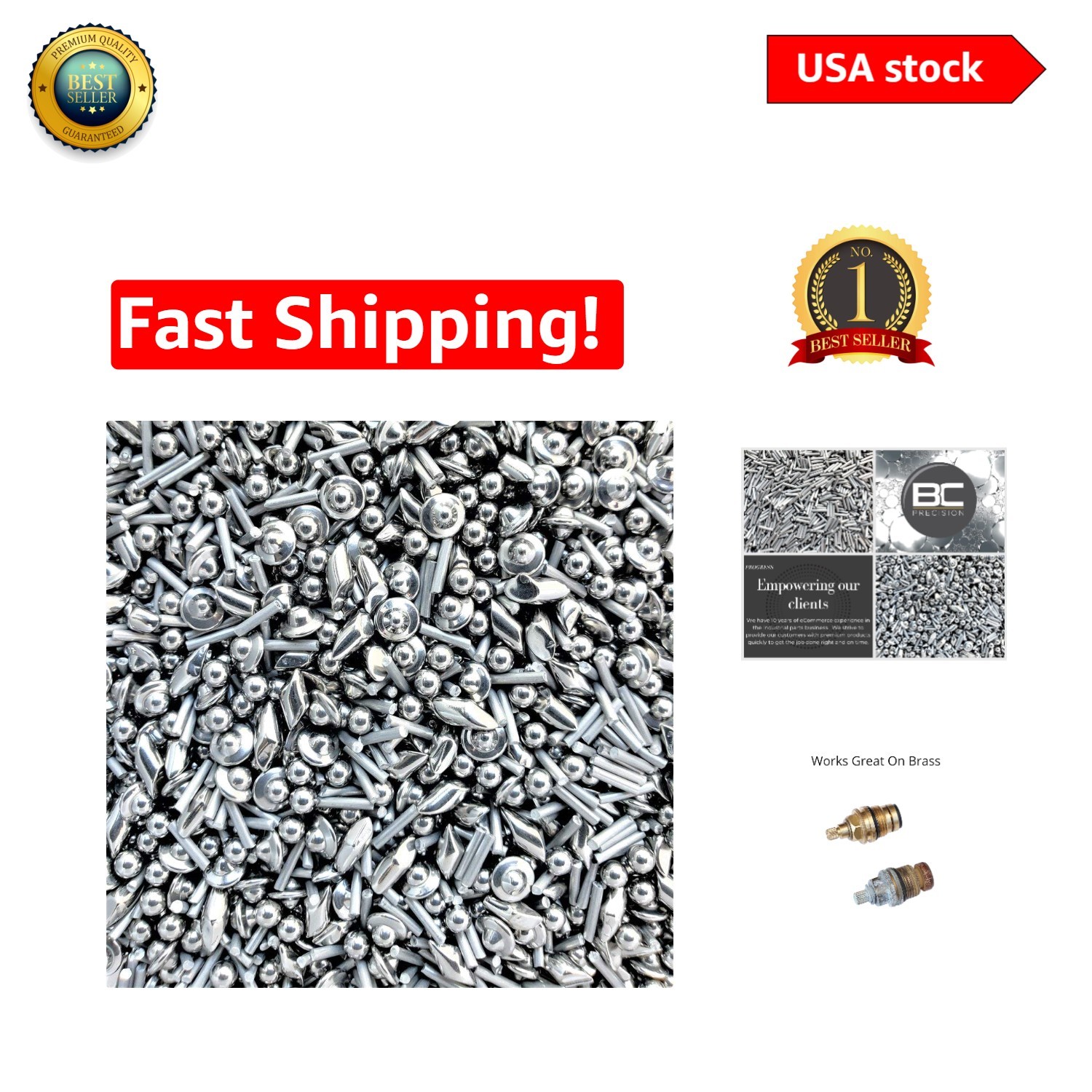 1 LB 1/8" Stainless Steel Tumbling Media Mix - 4 Shapes for Superior Finishing