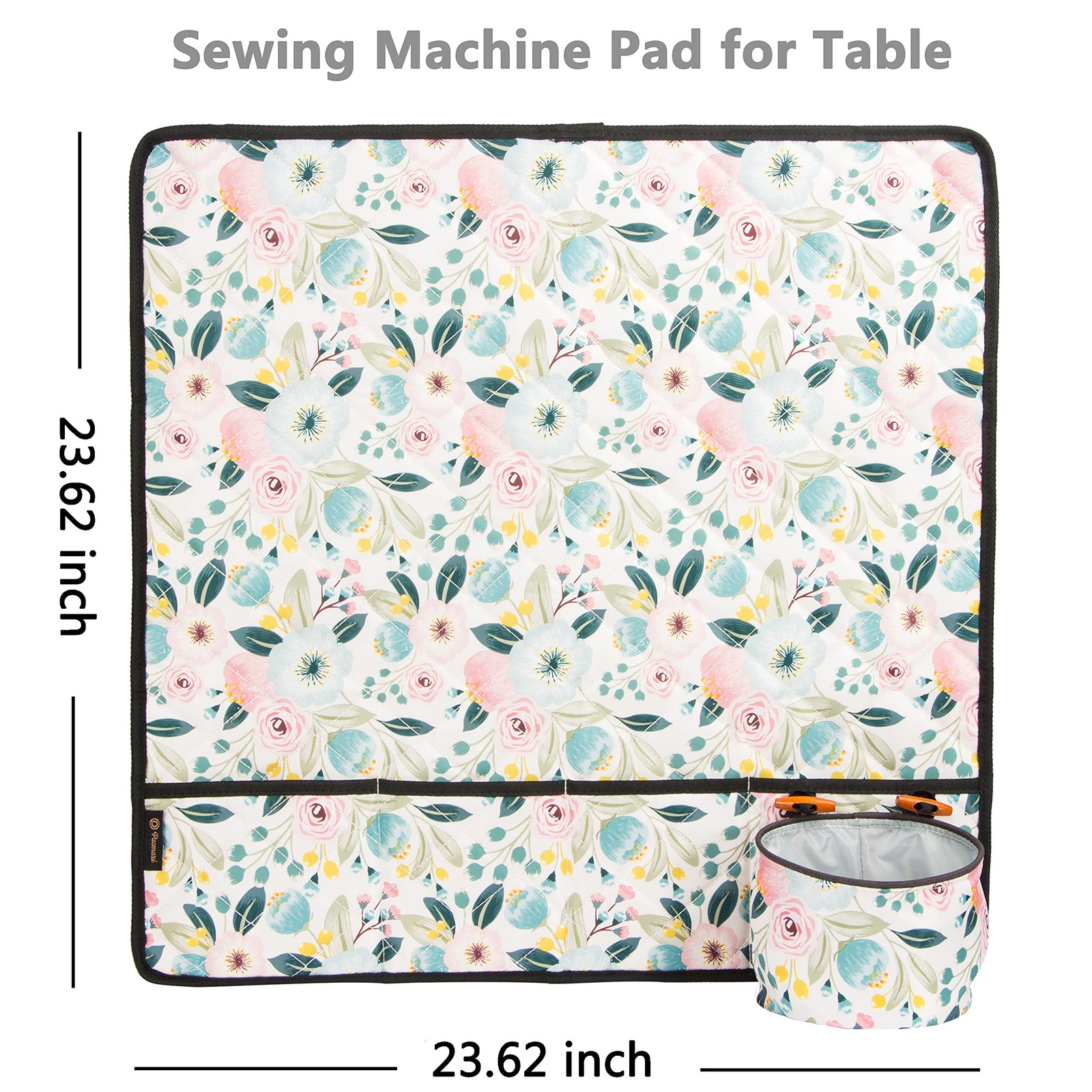 PACMAXI Sewing Machine Pad for Table with 1-Floral With Beige Background
