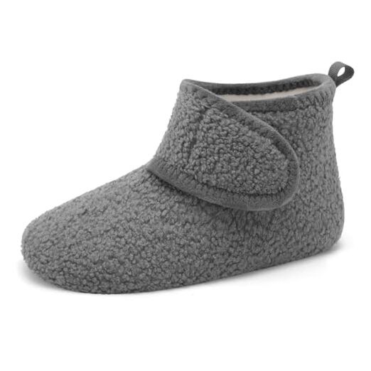 Womens Mens House Slippers Non-Slip Warm 9.5-10 Women/8-8.5 Men Dark Grey