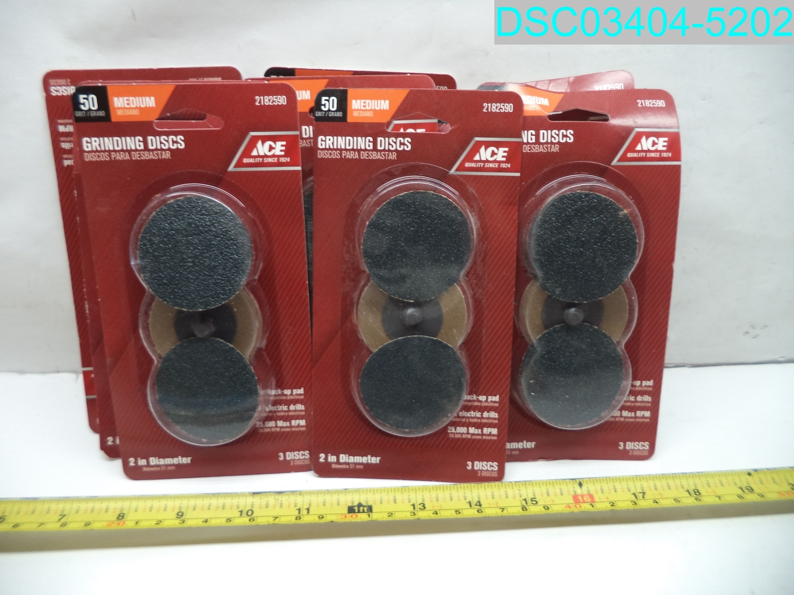 QTY=8: ACE 2" Aluminum Oxide Twist & Lock Grinding Disc 50 Grit 082901232056
