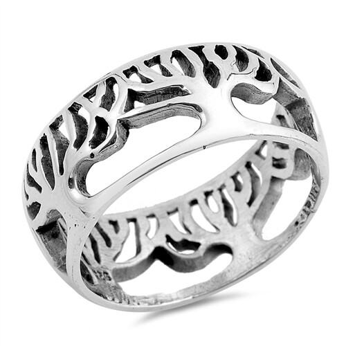 Sterling Silver Filigree Tree Of Life Band Ring - Free Gift Packaging