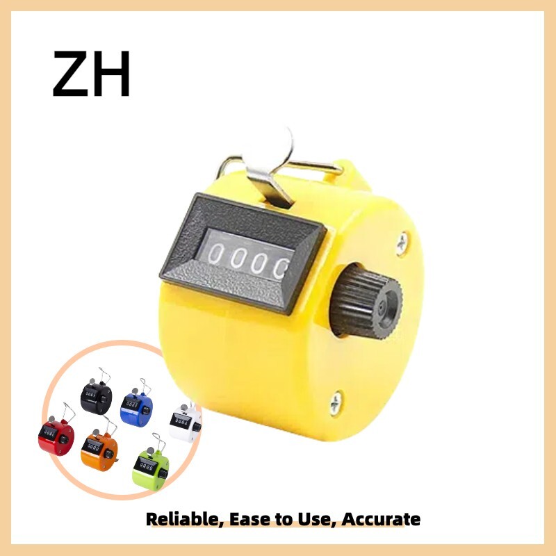 4 Digit Number Dual Clicker Golf Hand Tally Counter Yellow Handy Convenient