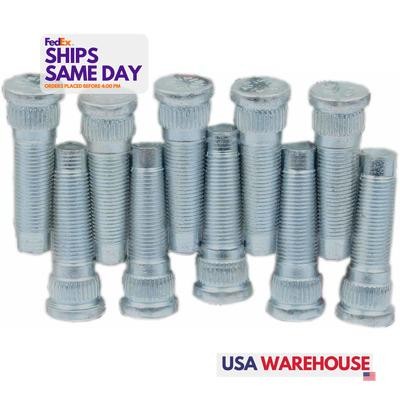 Moser 8368, Set of 10 Zinc Steel 1/2In-20 X 1-3/4In Wheel Studs 10Pk .615In Knur