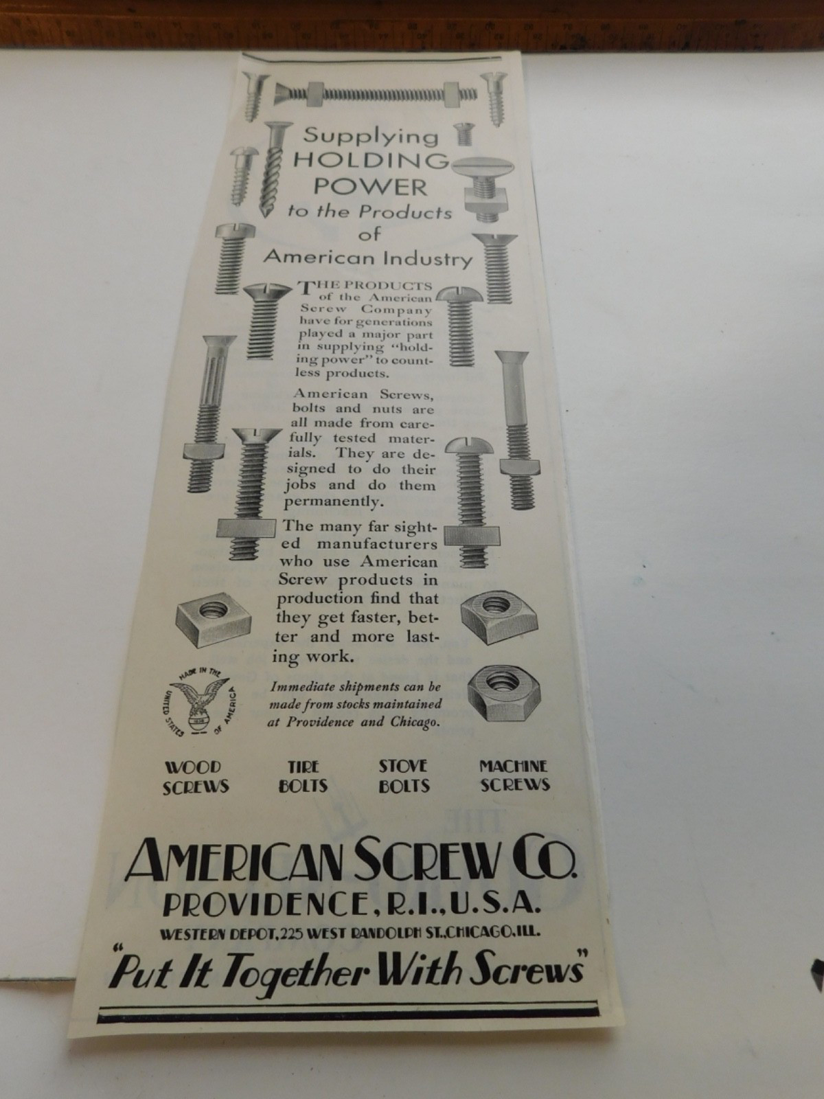Military Ephemera- American Screw Co Providence RI & Govro-Nelson Company