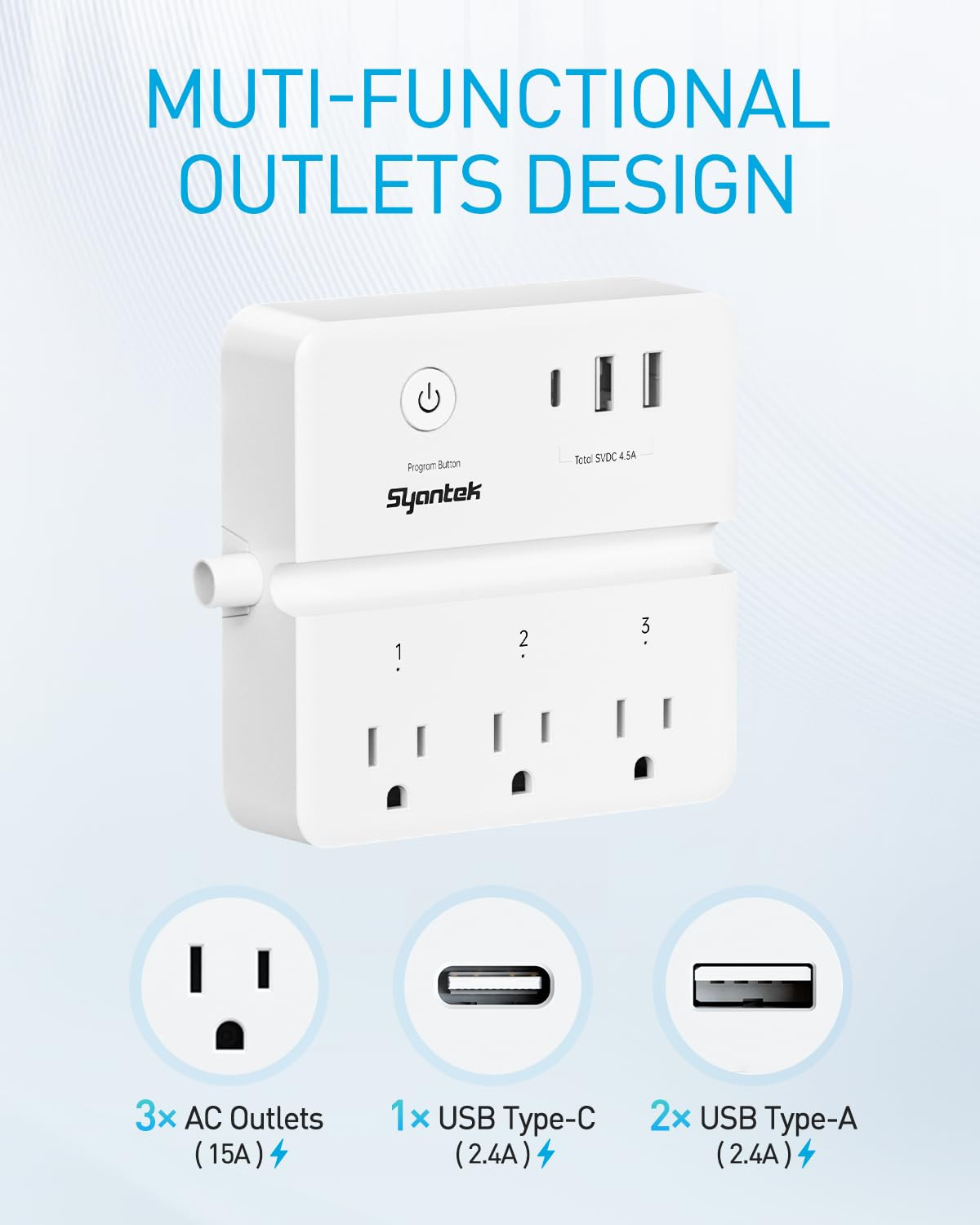 Remote Control Power Strip with 3 RF Controlled Outlets Surge Protector Power...