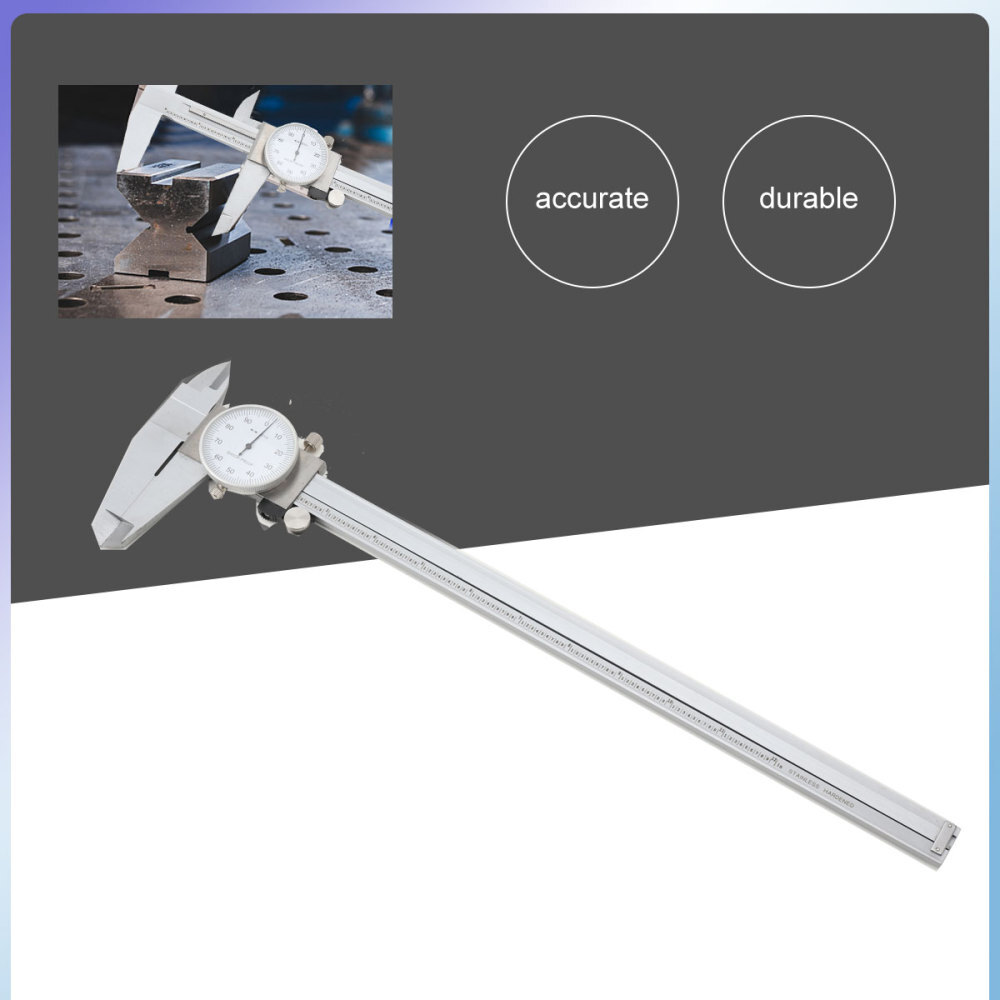 12'' Large Dial Caliper Shockproof Calipers Ruler Stainless Steel With Case
