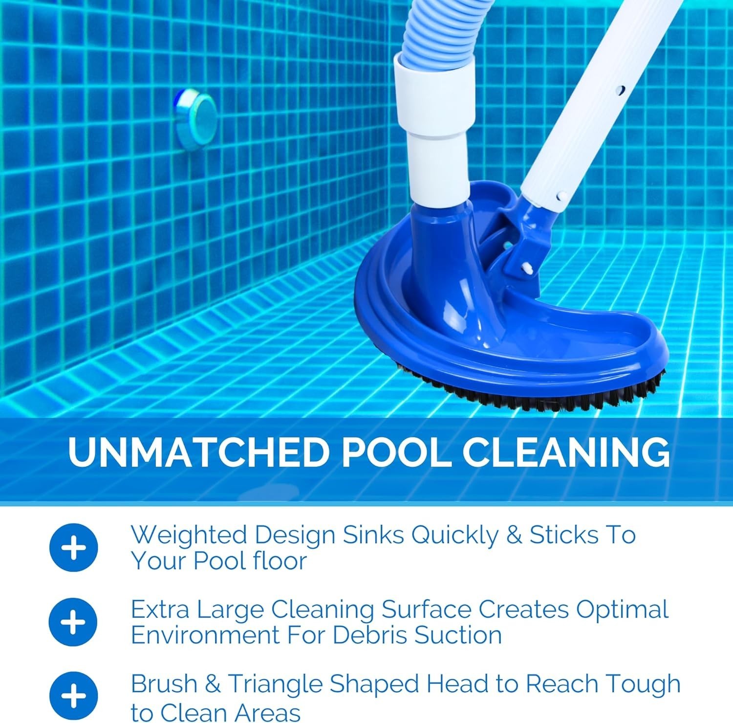 HYDROTOOLS Manual Pool Vacuum Head Attachment for Inground & Above Ground Pools