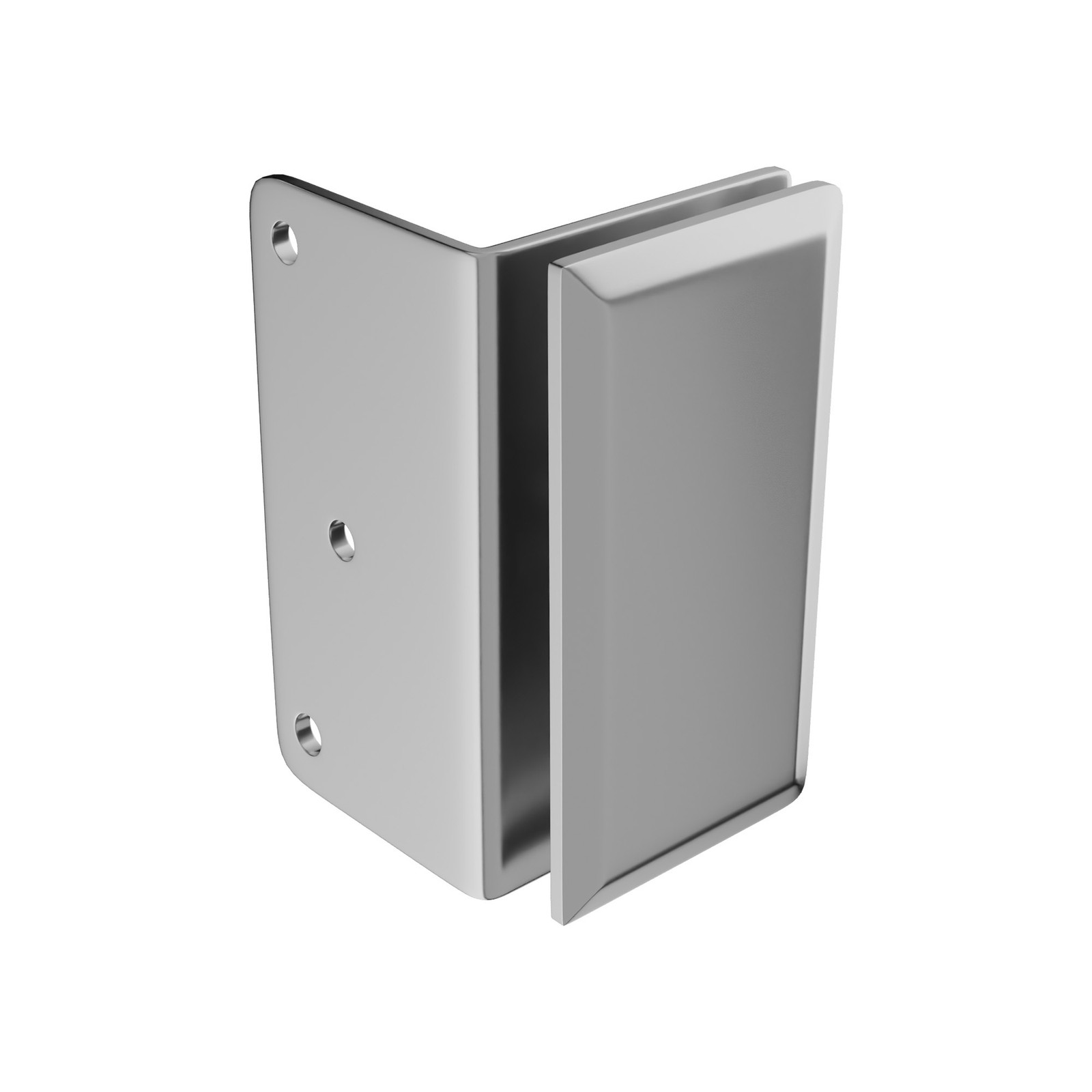 Brixwell C-PWM-SC Beveled Edge Wall Mount Glass Clamp Satin Chrome Finish