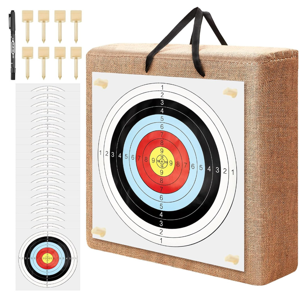 20" Archery Target for Recurve & Compound Bows, 20 Paper Arrow Targets Included