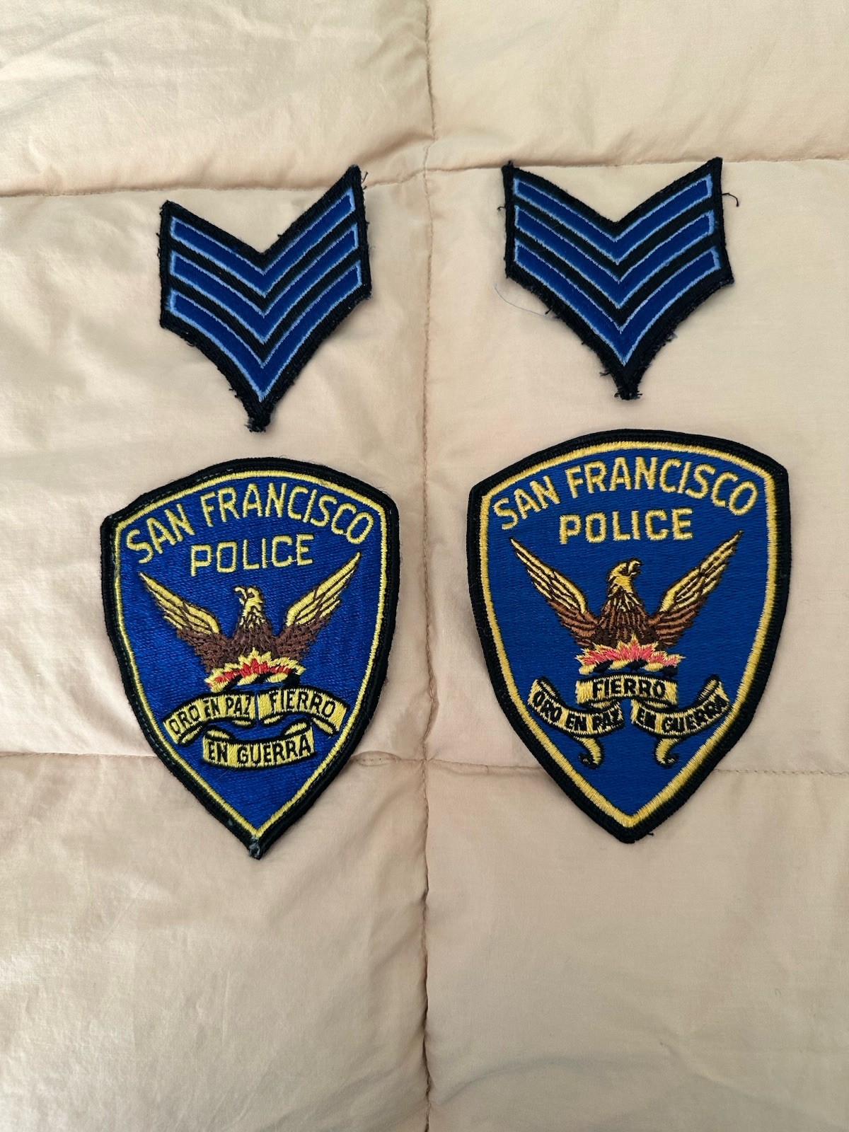 Vintage 1970's San Francisco Police Dept. Patches and Sgt. Stripes.