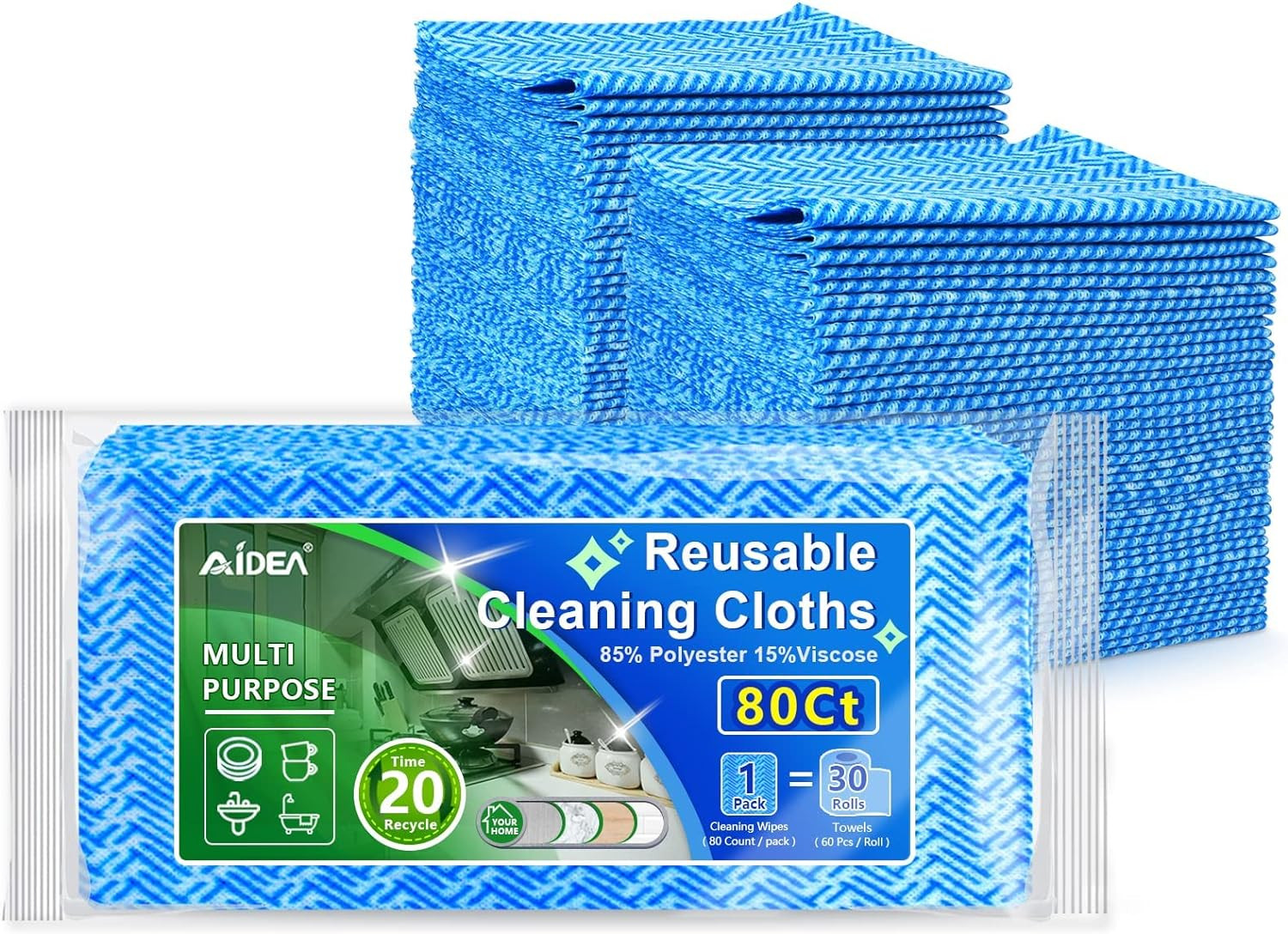 AIDEA Cleaning Wipes, Multi-Purpose Towel Reusable Cleaning Cloths 40Ct(1 Pack)